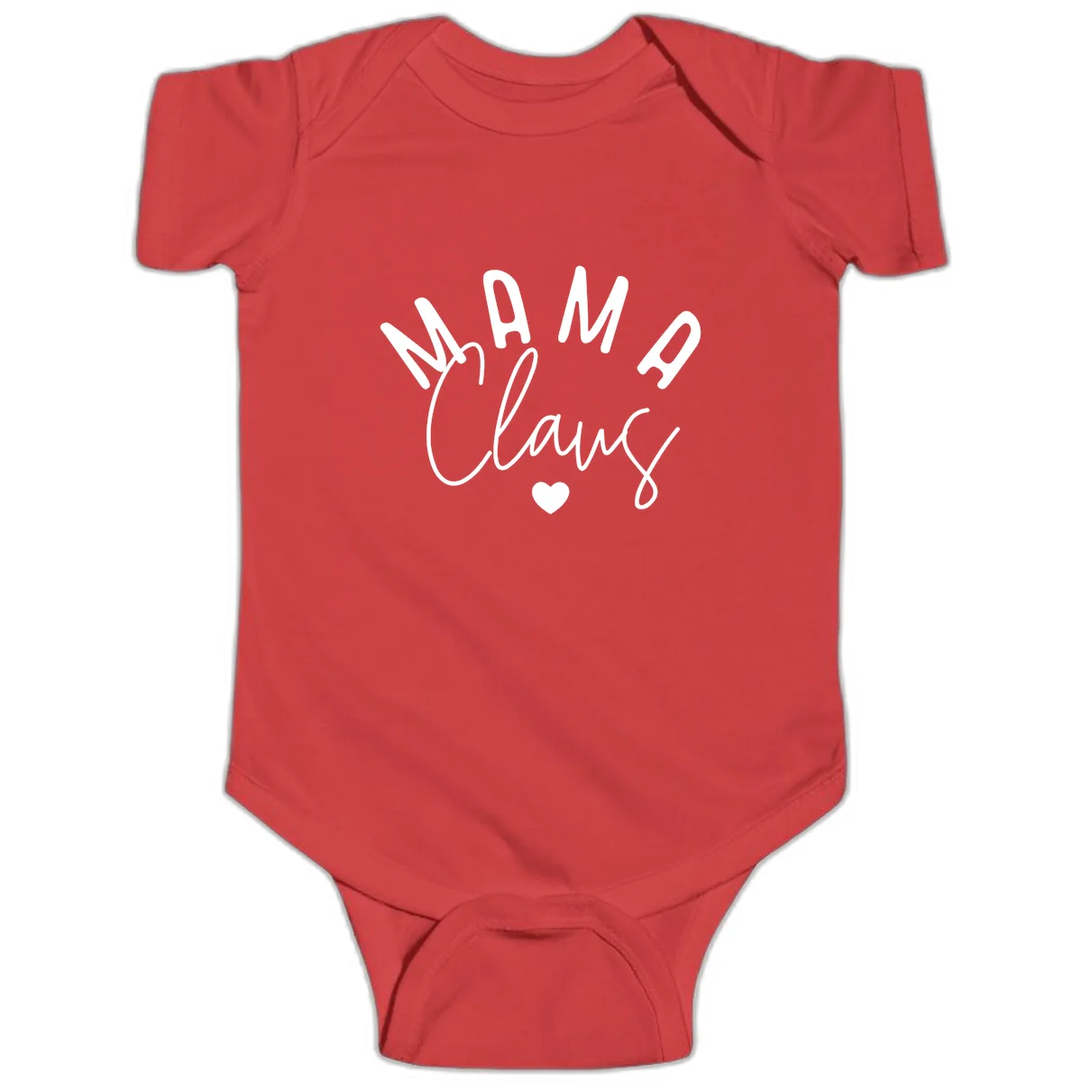 Mama Claus Christmas Heart Baby Onesie in Red