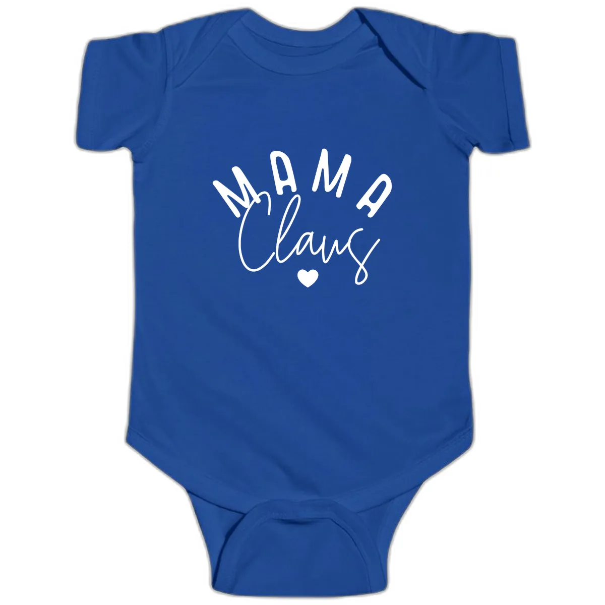 Mama Claus Christmas Heart Baby Onesie in Royal