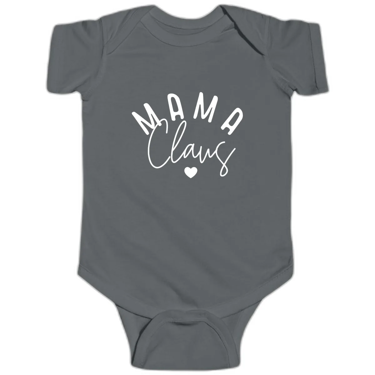 Mama Claus Christmas Heart Baby Onesie in Charcoal