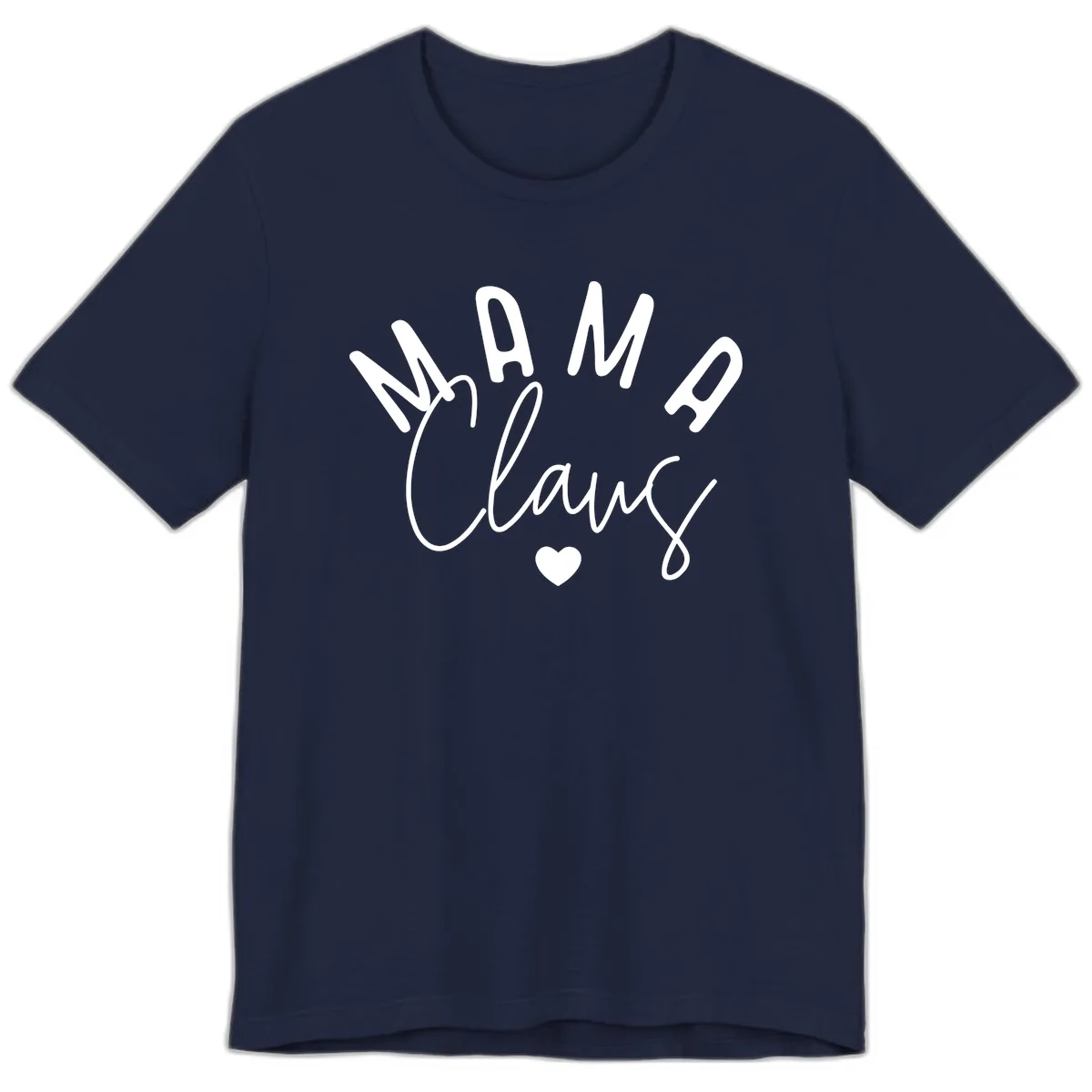 Mama Claus Christmas Heart Premium T-Shirt in Navy