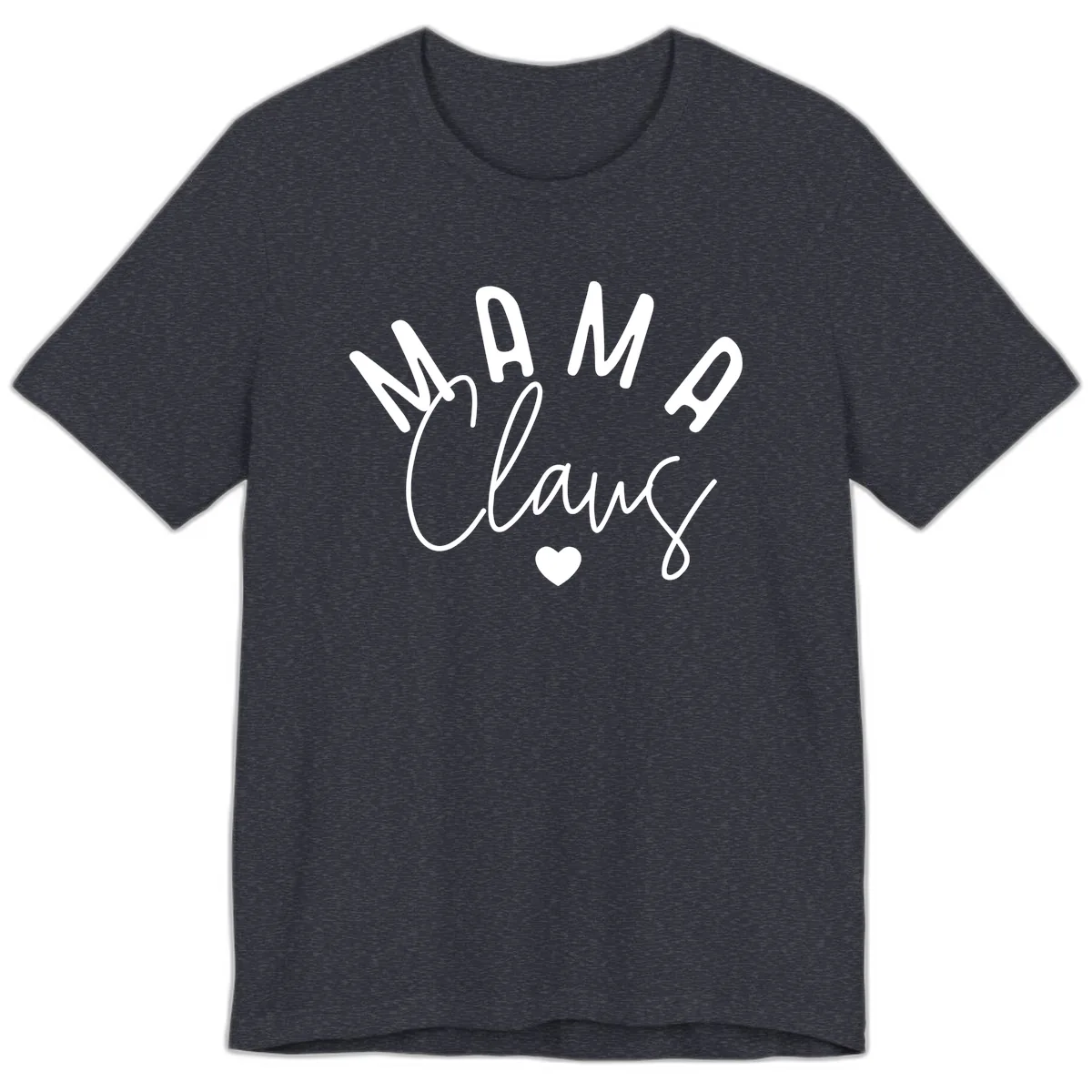 Mama Claus Christmas Heart Premium T-Shirt in Heather Navy