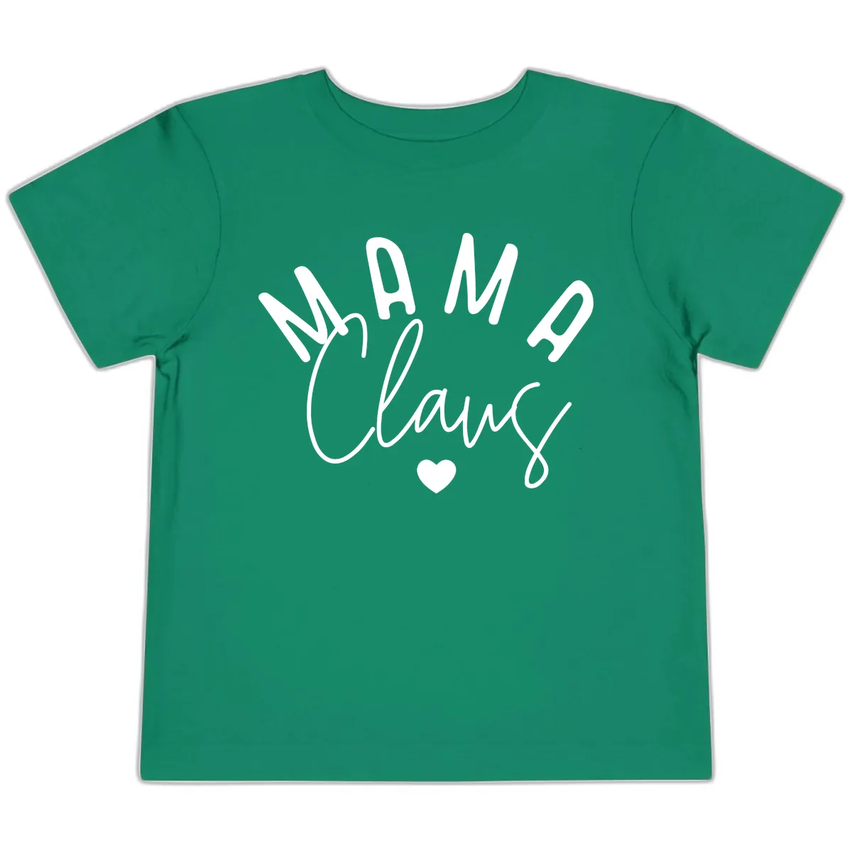 Mama Claus Christmas Heart Toddler T-Shirt in Kelly