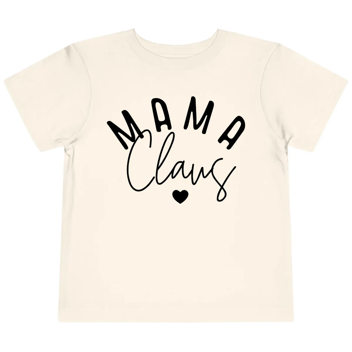 Mama Claus Christmas Heart Toddler T-Shirt in Natural