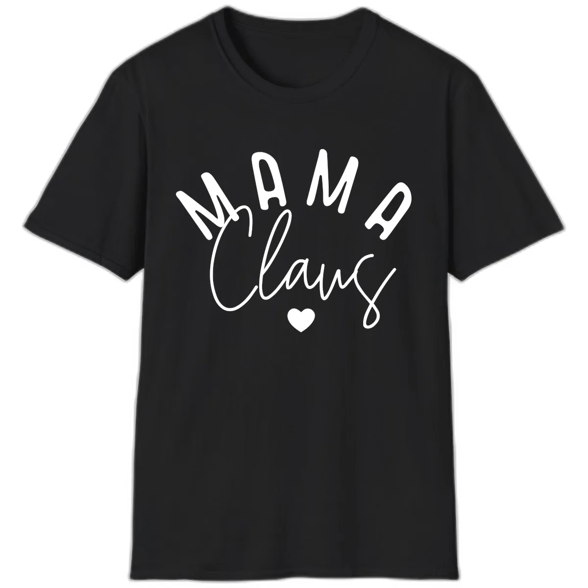 Mama Claus Christmas Heart T-Shirt in Black