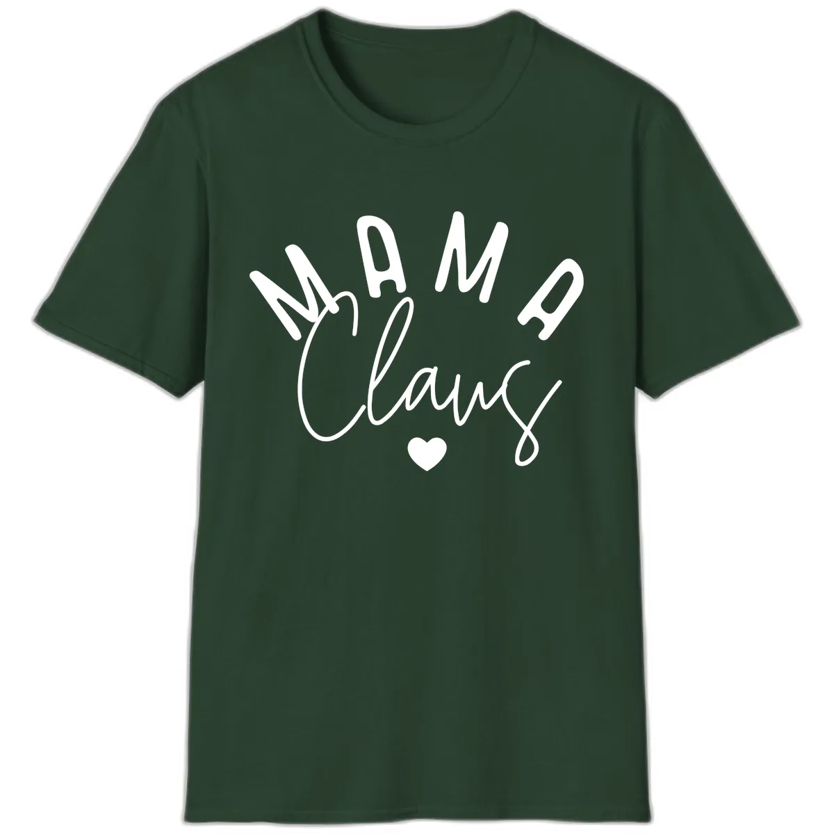 Mama Claus Christmas Heart T-Shirt in Forest Green