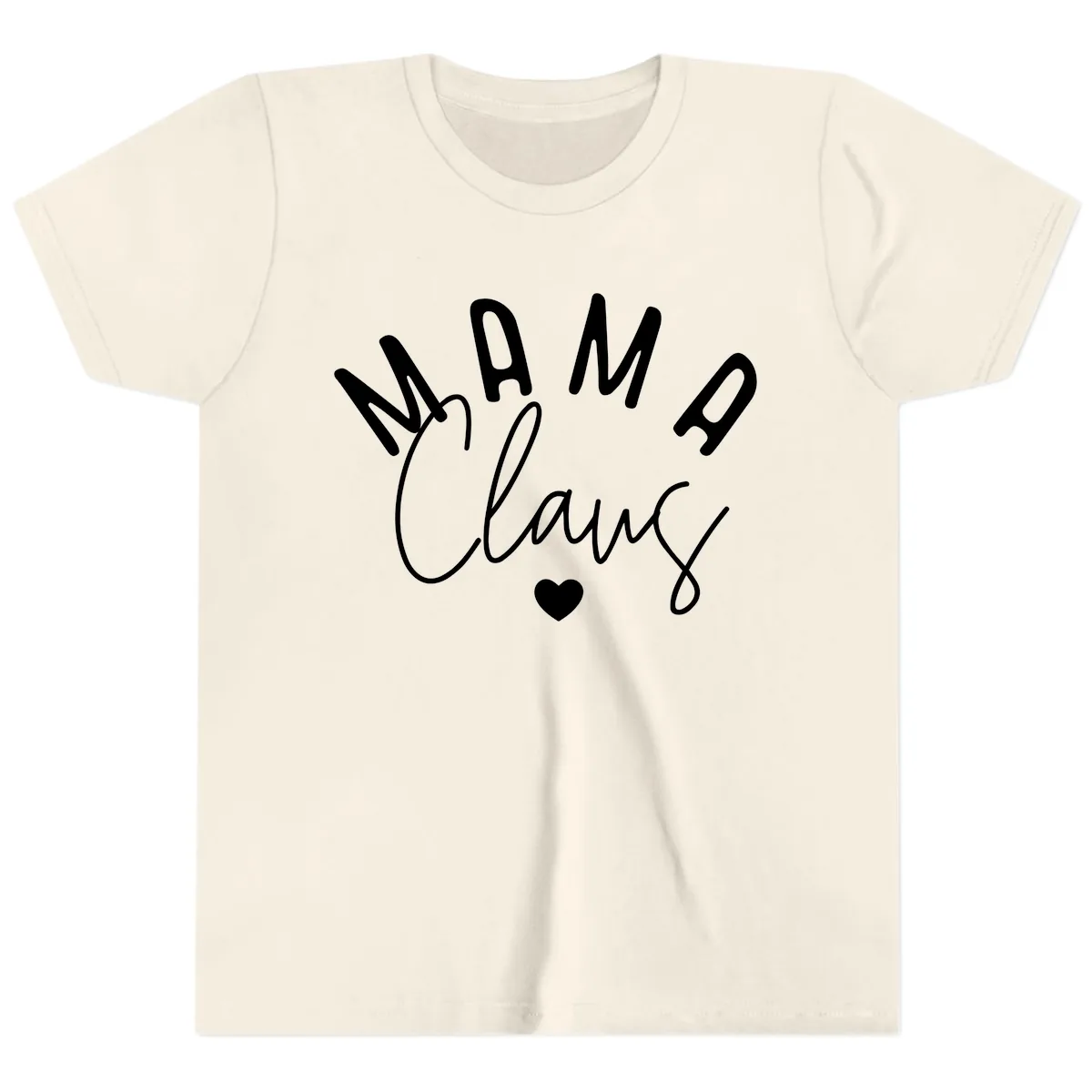 Mama Claus Christmas Heart Youth T-Shirt in Natural