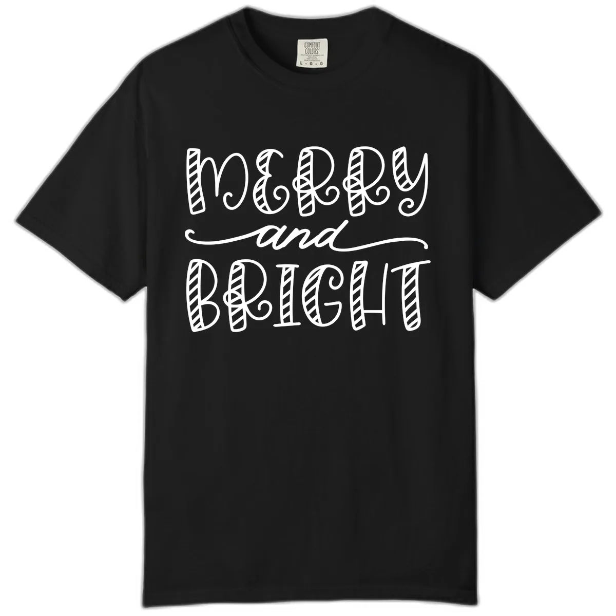 Merry And Bright Holiday Lettering Comfort Color in Black