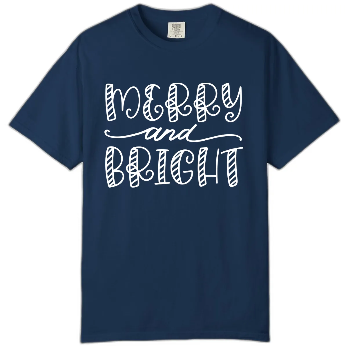 Merry And Bright Holiday Lettering Comfort Color in Navy