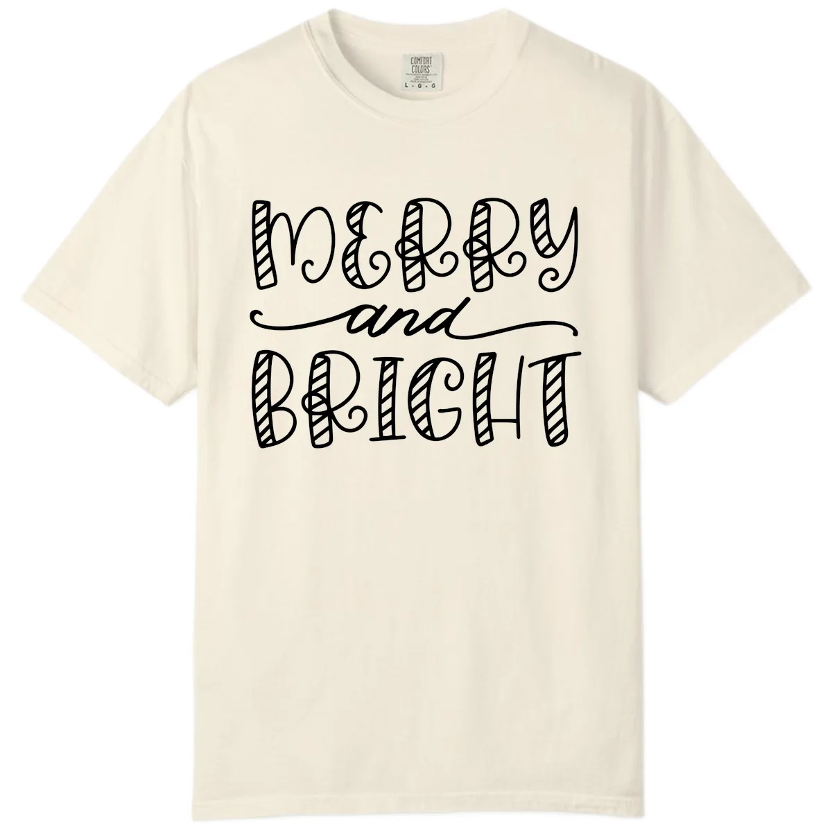 Merry And Bright Holiday Lettering Comfort Color in Ivory