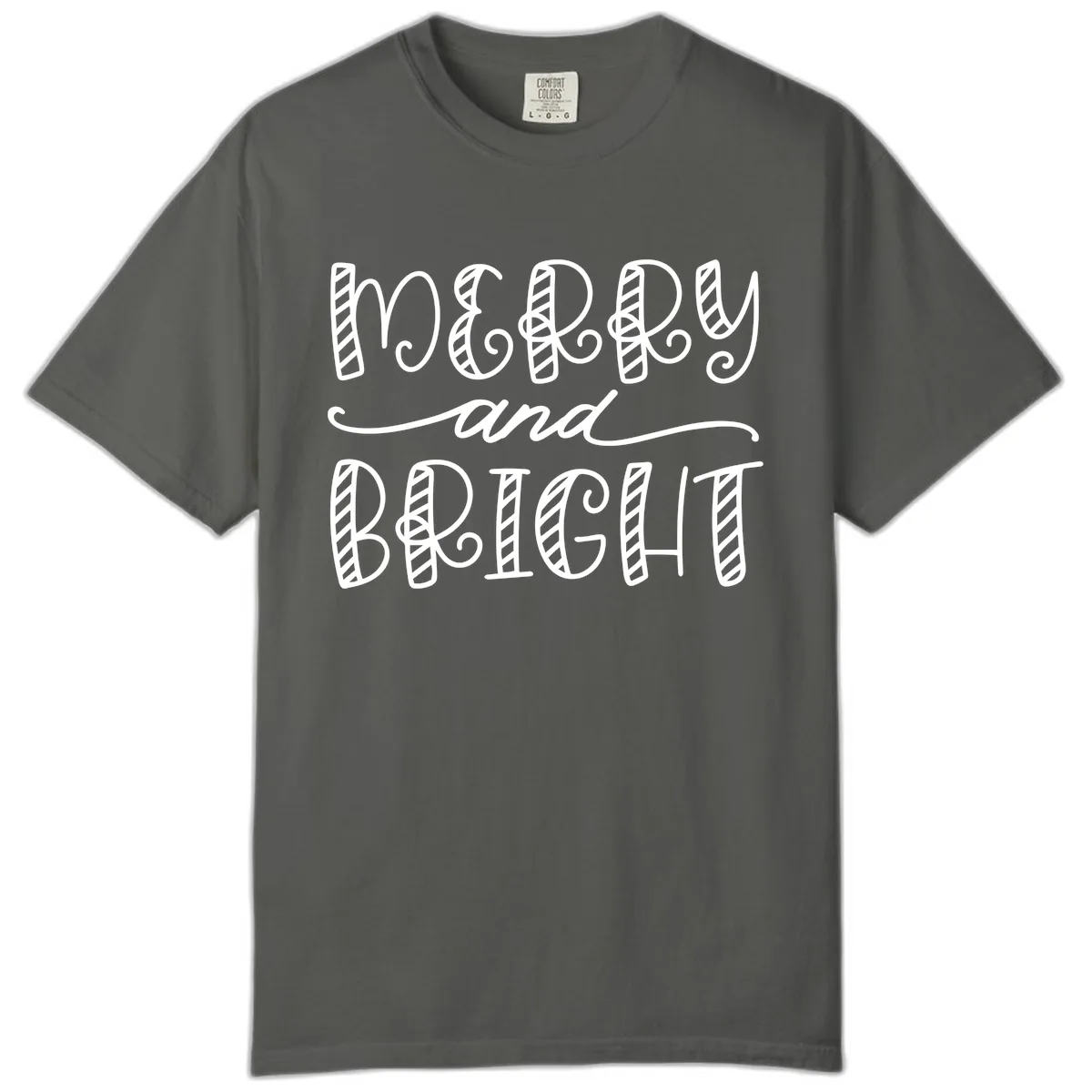 Merry And Bright Holiday Lettering Comfort Color in Pepper