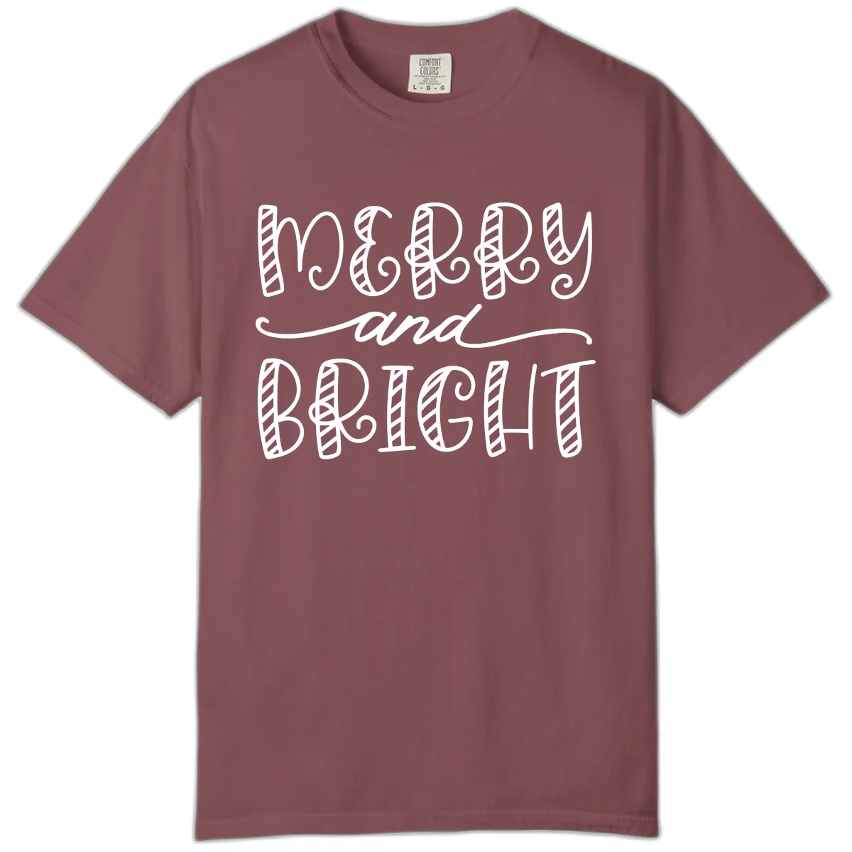 Merry And Bright Holiday Lettering Comfort Color in Brick
