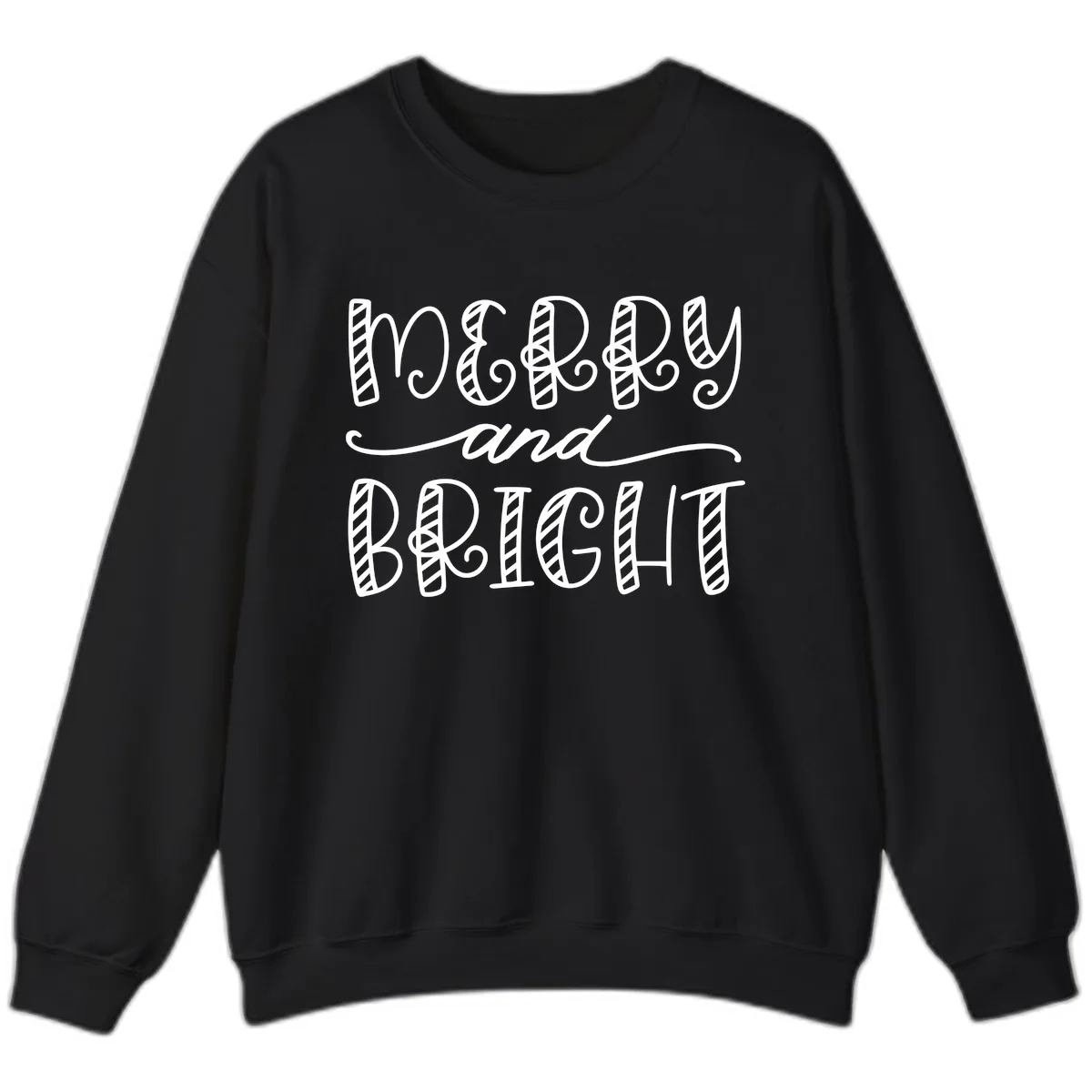 Merry And Bright Holiday Lettering Sweatshirt in Black