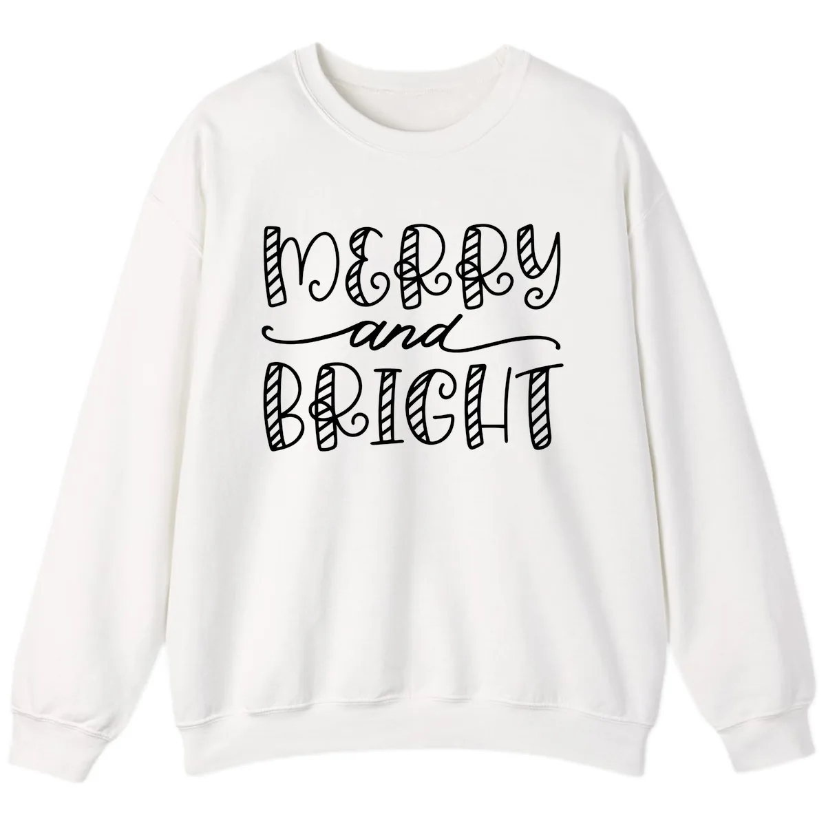 Merry And Bright Holiday Lettering Sweatshirt in White