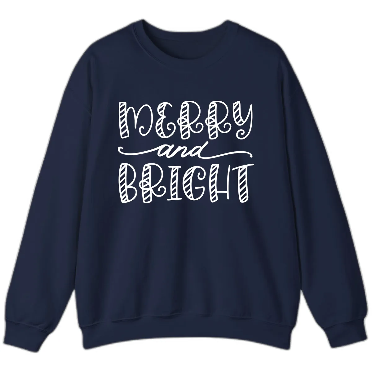 Merry And Bright Holiday Lettering Sweatshirt in Navy