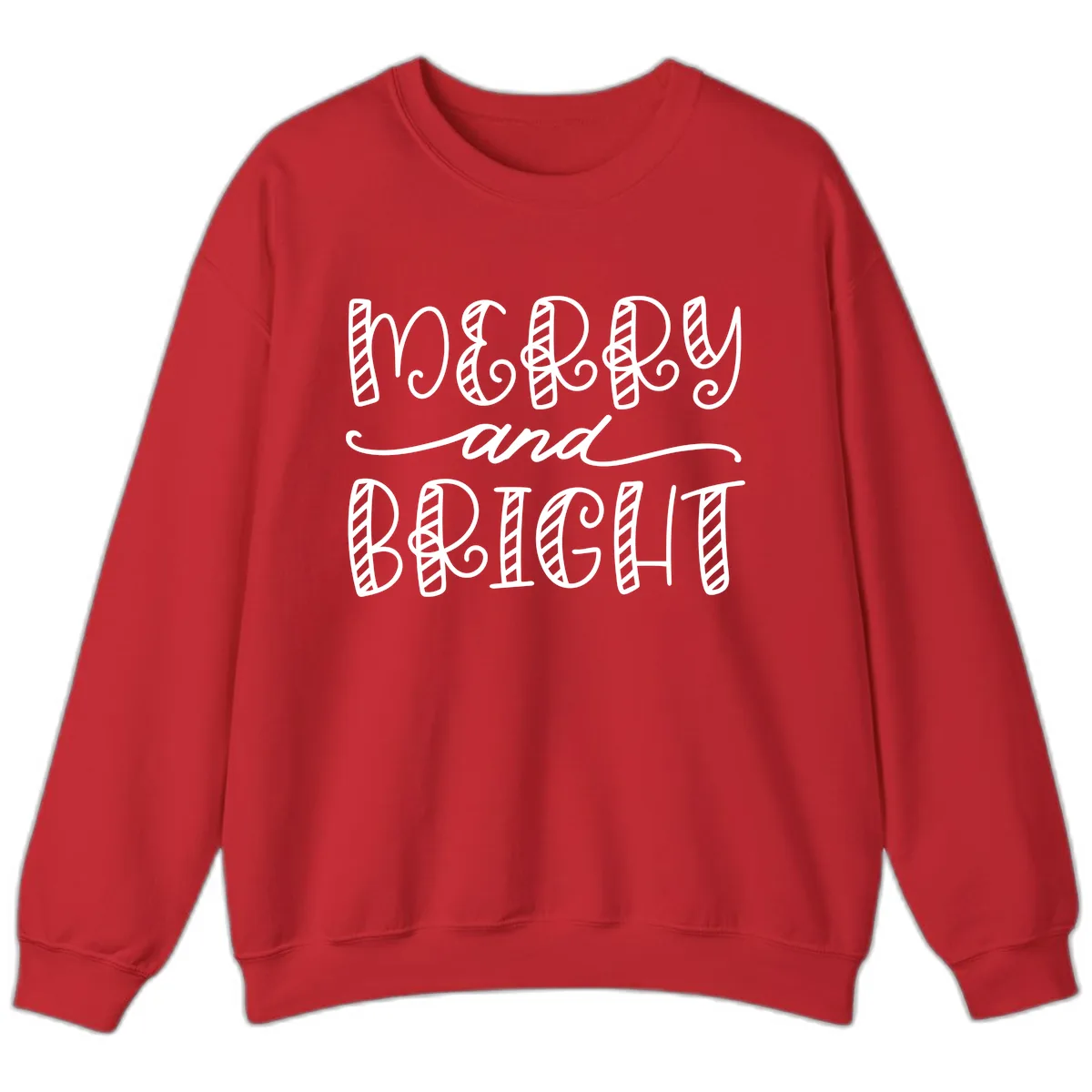 Merry And Bright Holiday Lettering Sweatshirt in Red