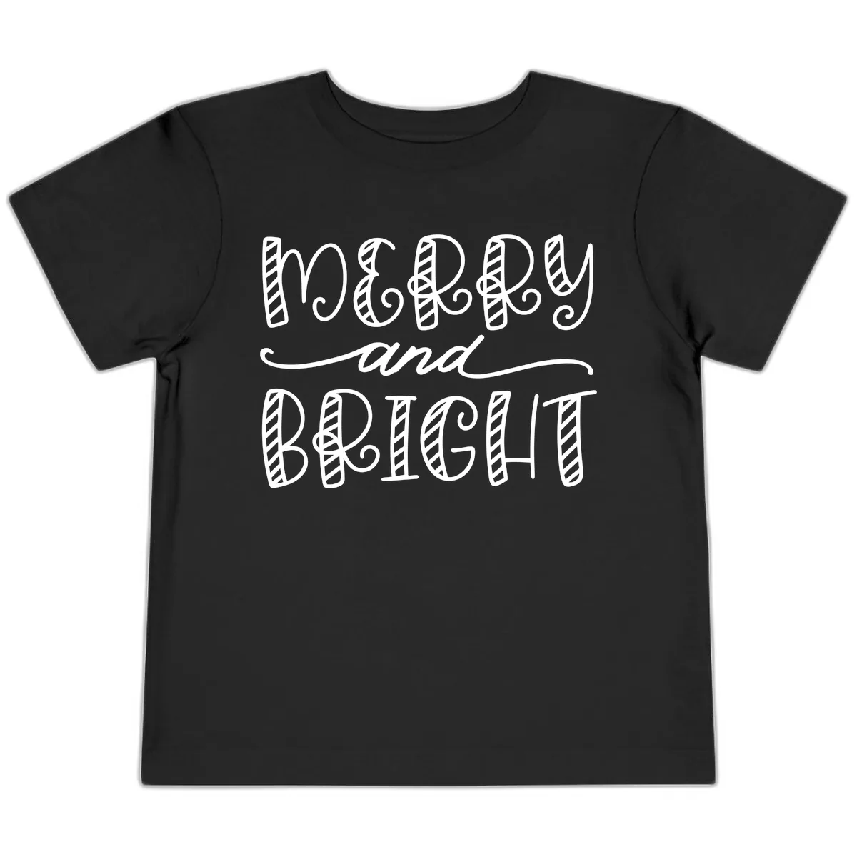 Merry And Bright Holiday Lettering Toddler T-Shirt in Black