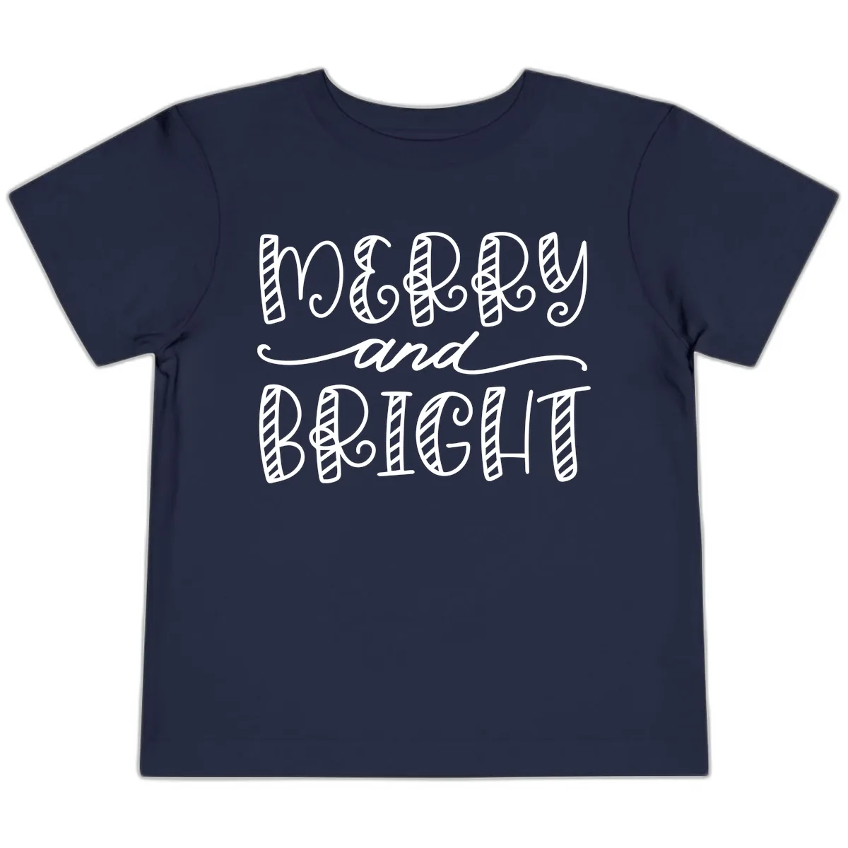 Merry And Bright Holiday Lettering Toddler T-Shirt in Navy