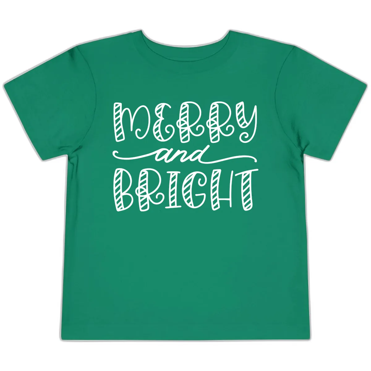 Merry And Bright Holiday Lettering Toddler T-Shirt in Kelly