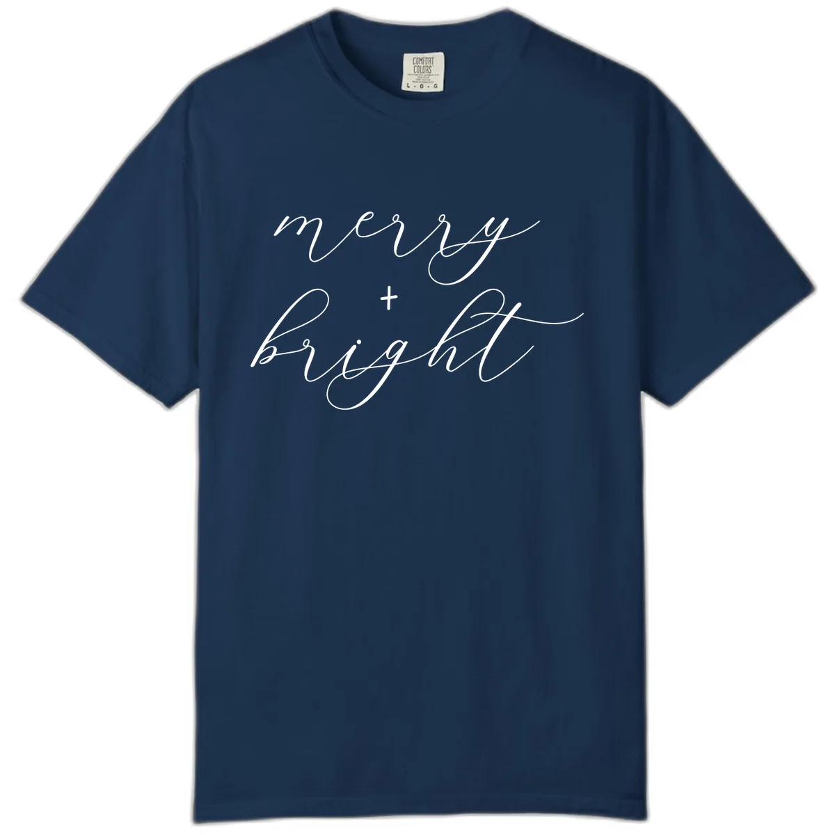 Merry And Bright Script Design Comfort Color in Navy