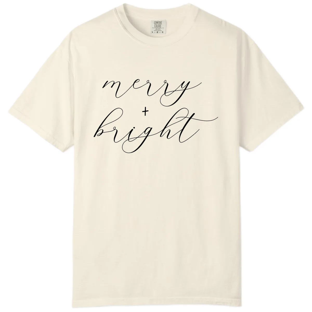 Merry And Bright Script Design Comfort Color in Ivory