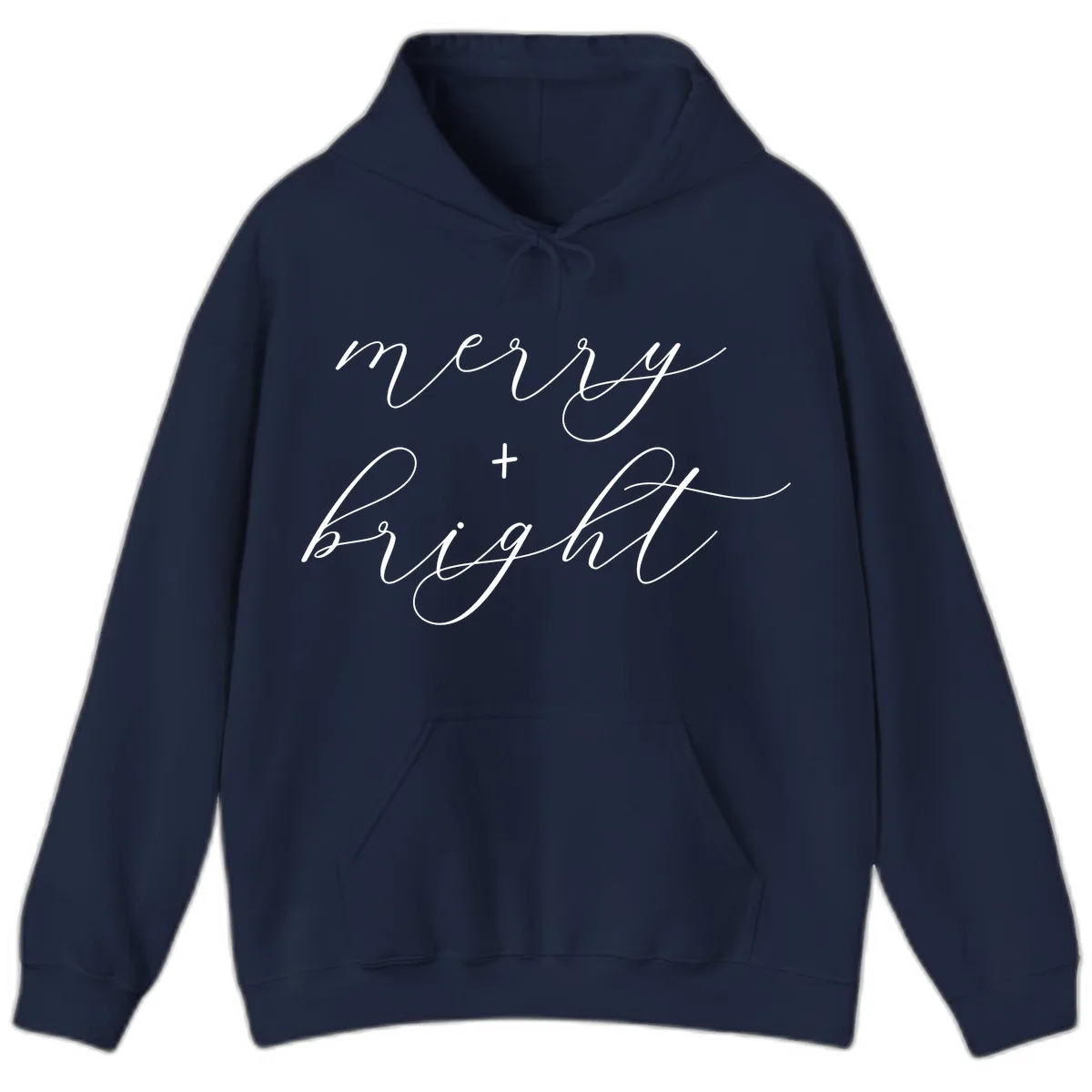 Merry And Bright Script Design Hoodie in Navy
