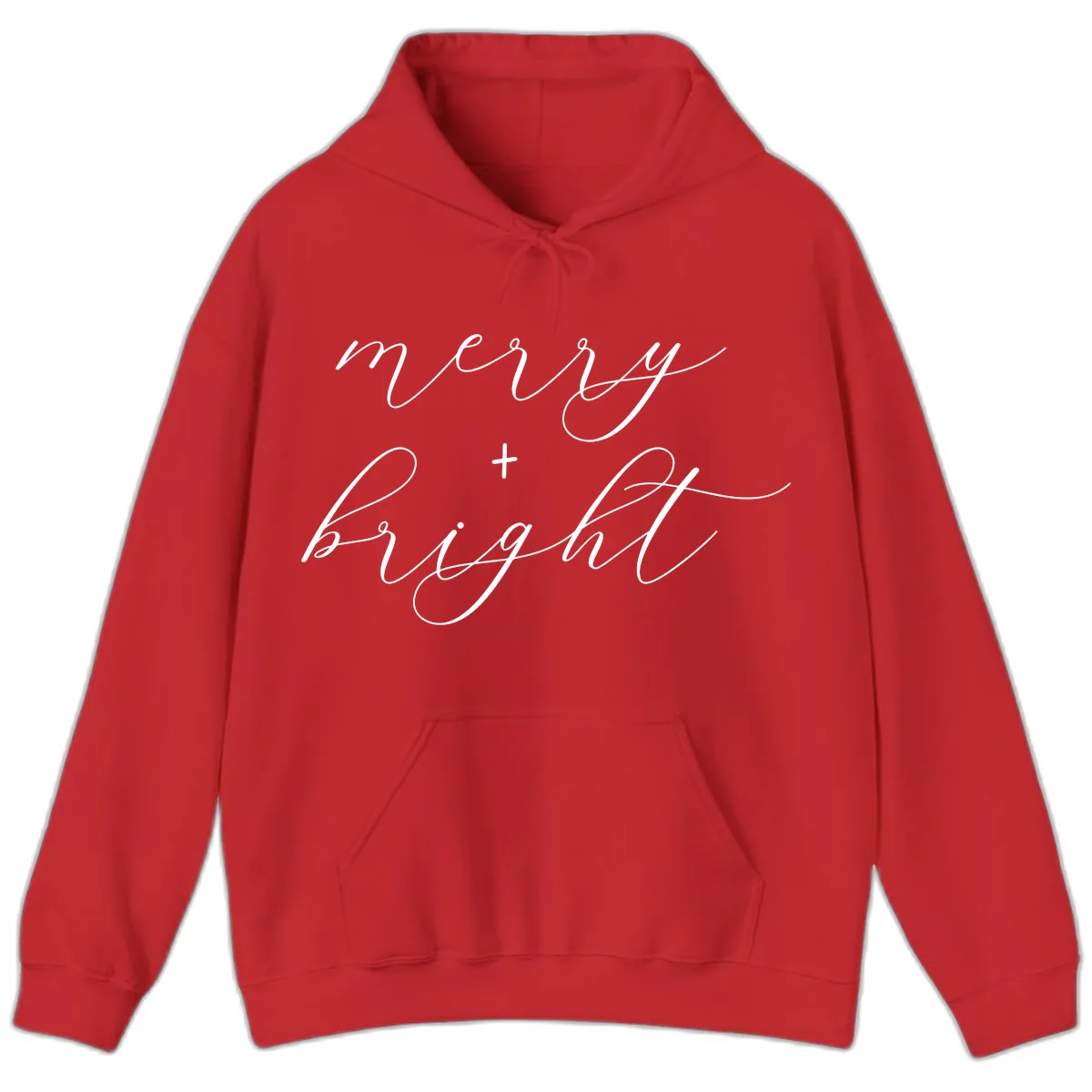 Merry And Bright Script Design Hoodie in Red