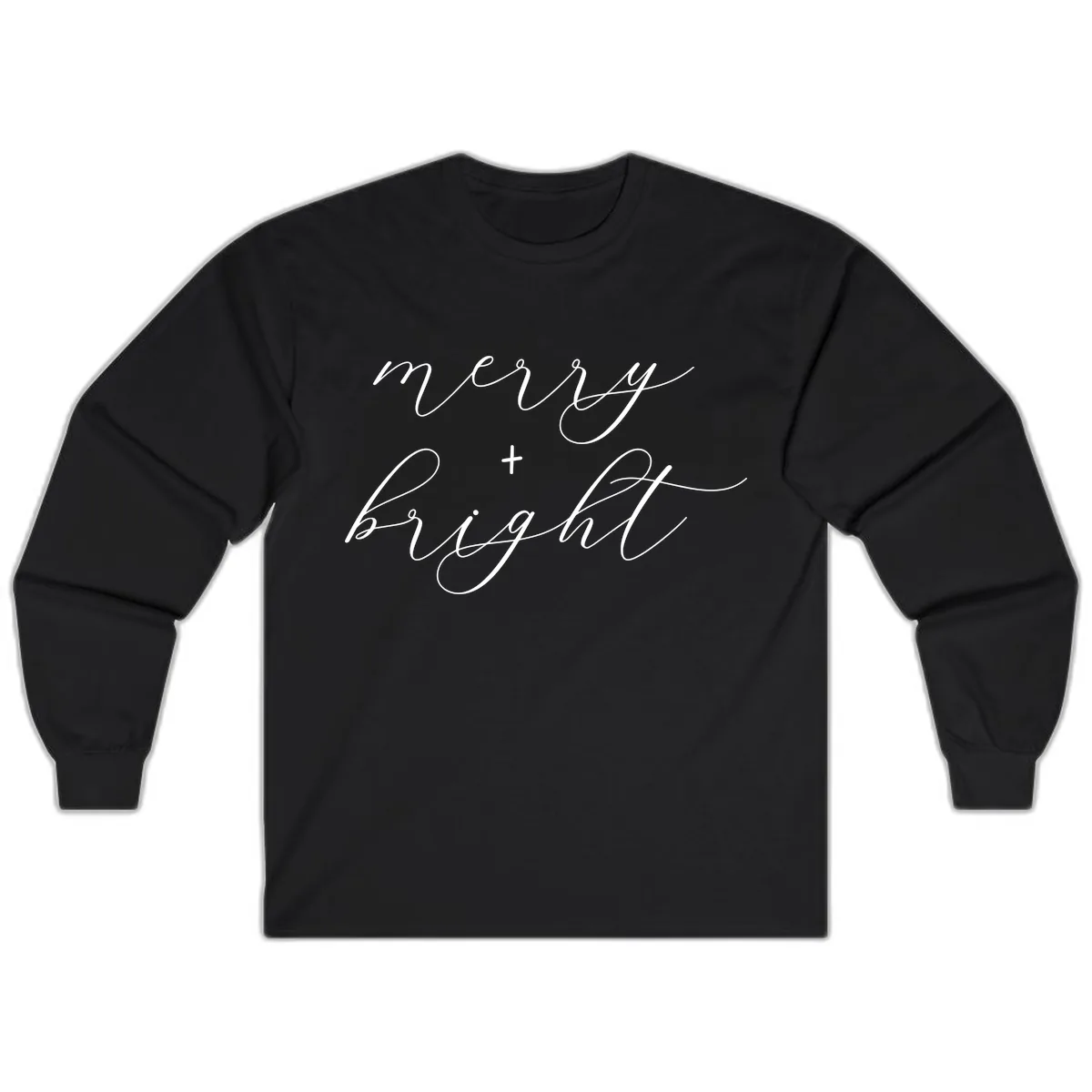 Merry And Bright Script Design Long Sleeve in Black