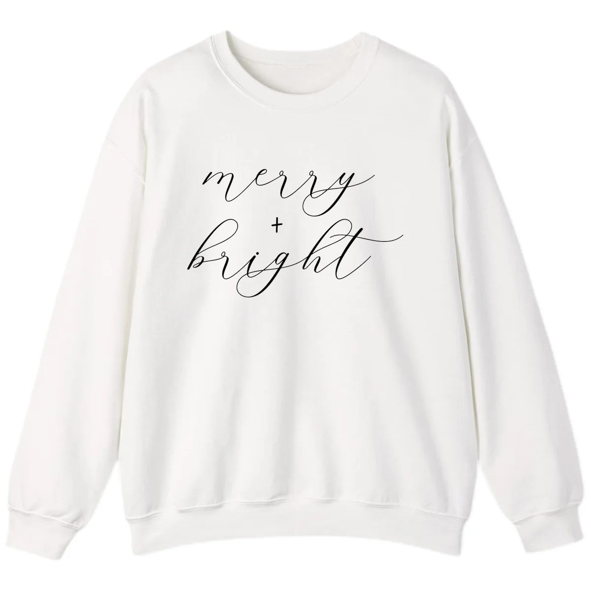 Merry And Bright Script Design Sweatshirt in White