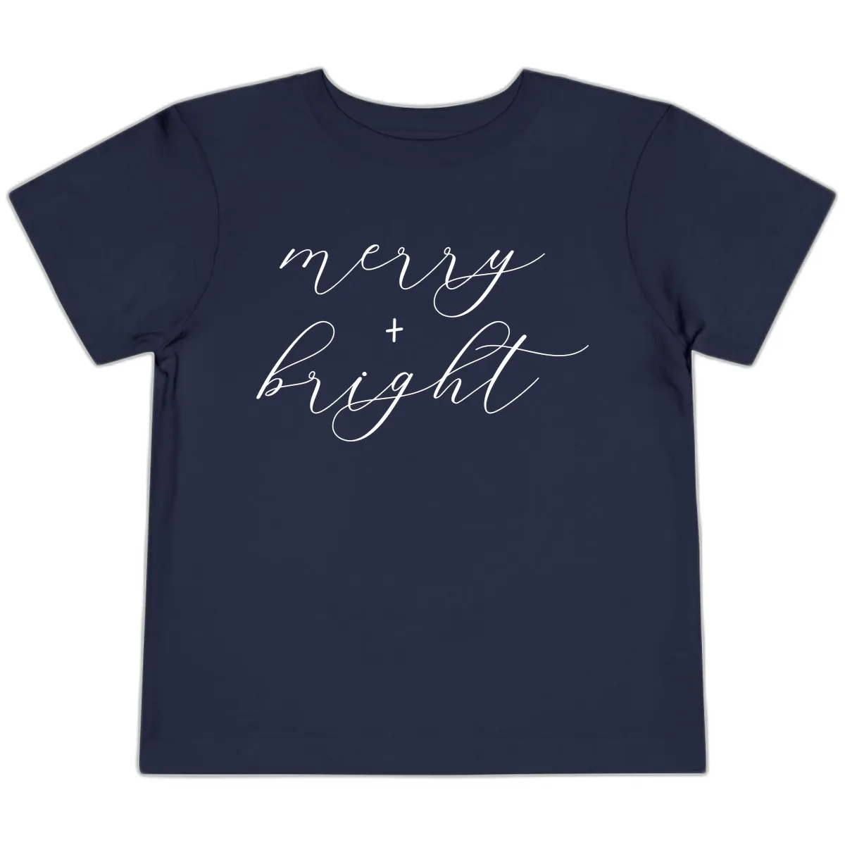 Merry And Bright Script Design Toddler T-Shirt in Navy