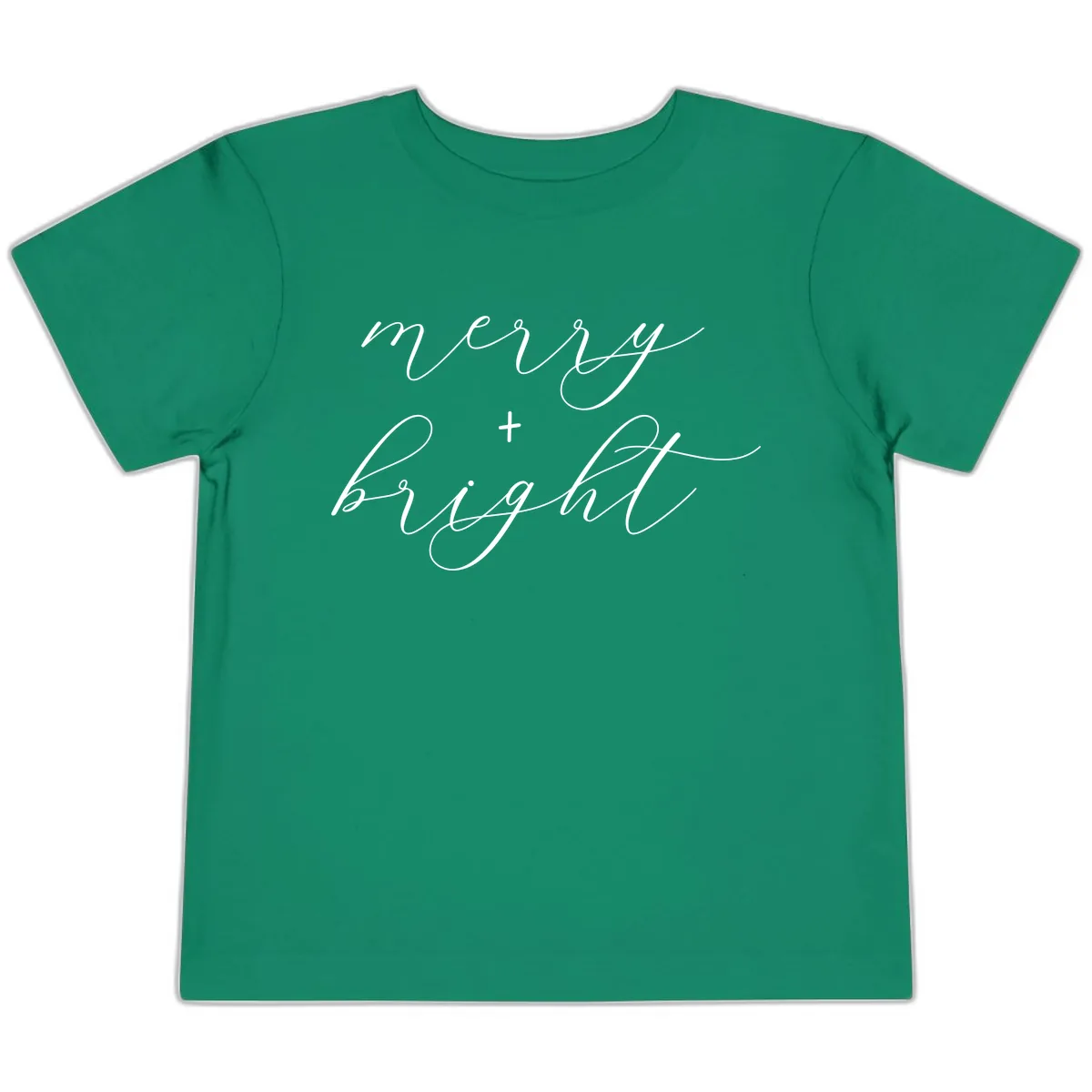 Merry And Bright Script Design Toddler T-Shirt in Kelly