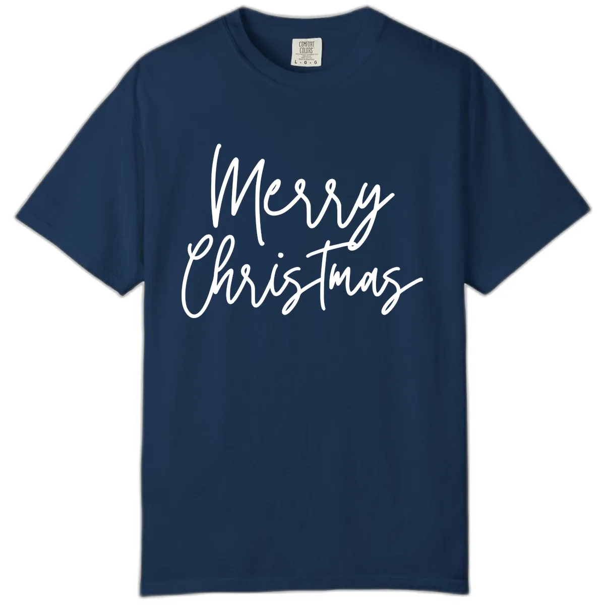 Merry Christmas Script Text Design Comfort Color in Navy