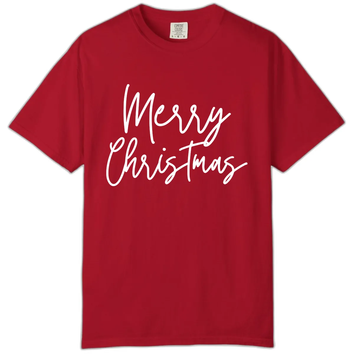 Merry Christmas Script Text Design Comfort Color in Red