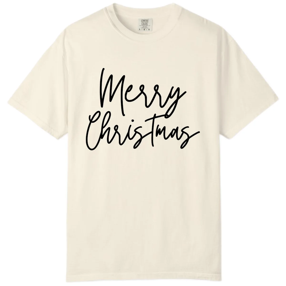 Merry Christmas Script Text Design Comfort Color in Ivory