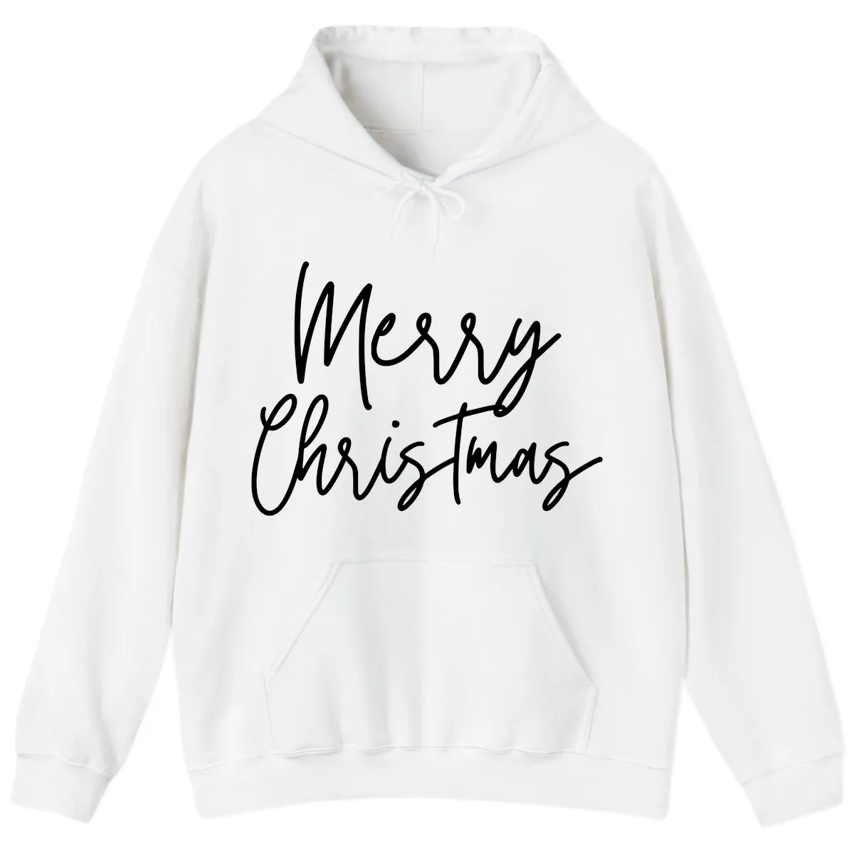 Merry Christmas Script Text Design Hoodie in White