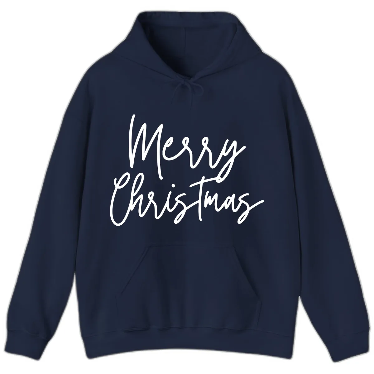 Merry Christmas Script Text Design Hoodie in Navy