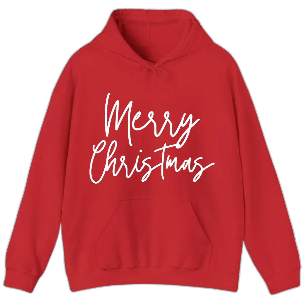 Merry Christmas Script Text Design Hoodie in Red