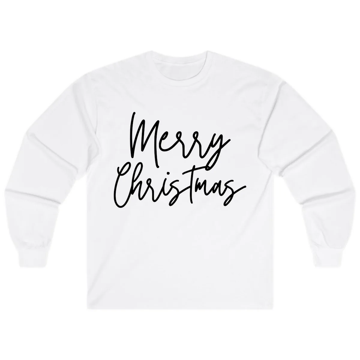 Merry Christmas Script Text Design Long Sleeve in White