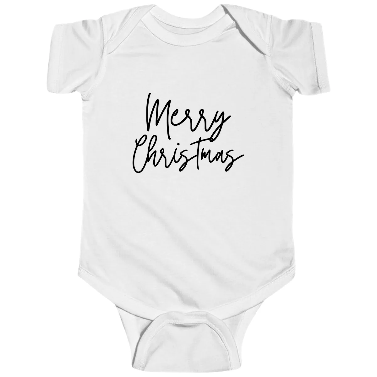 Merry Christmas Script Text Design Baby Onesie in White