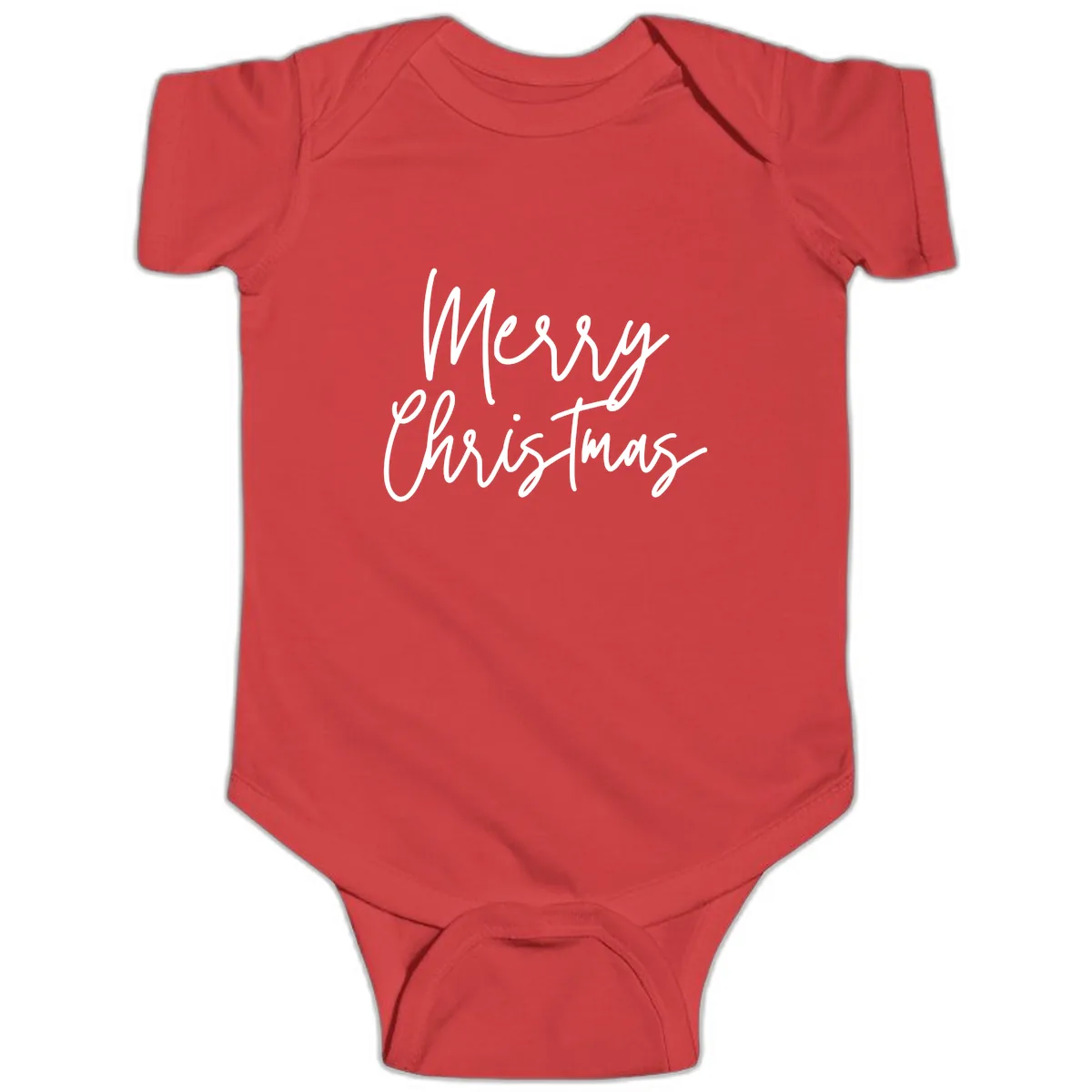 Merry Christmas Script Text Design Baby Onesie in Red