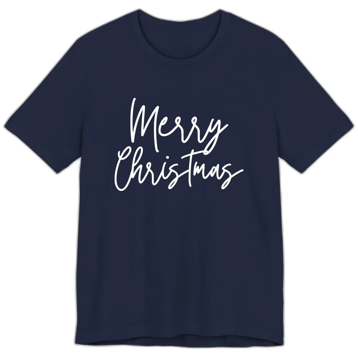 Merry Christmas Script Text Design Premium T-Shirt in Navy