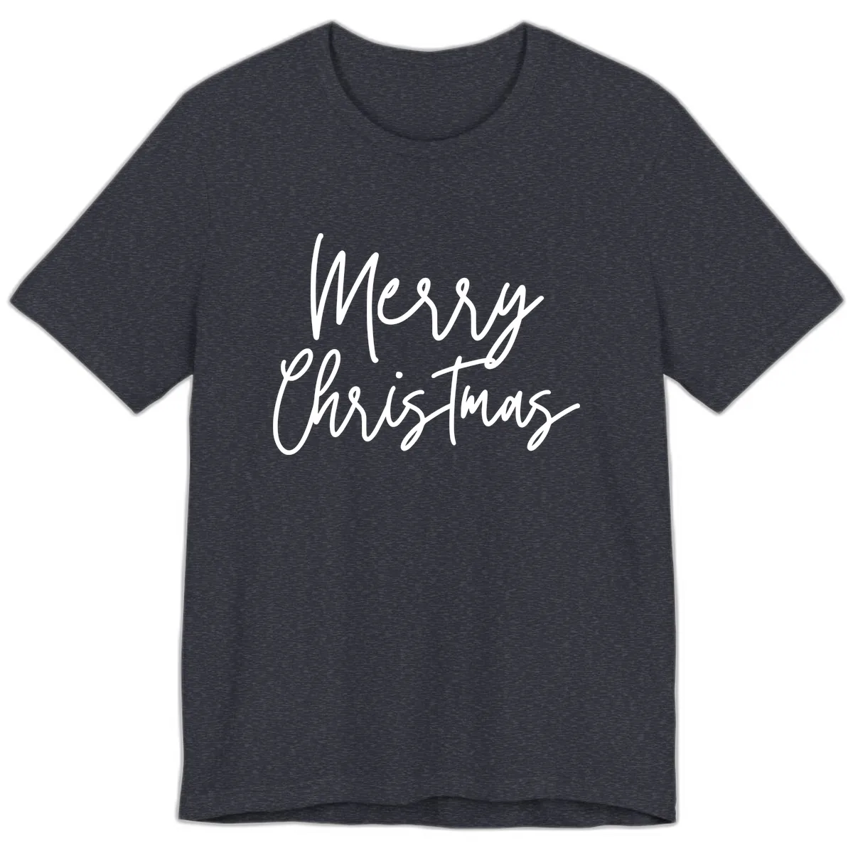 Merry Christmas Script Text Design Premium T-Shirt in Heather Navy