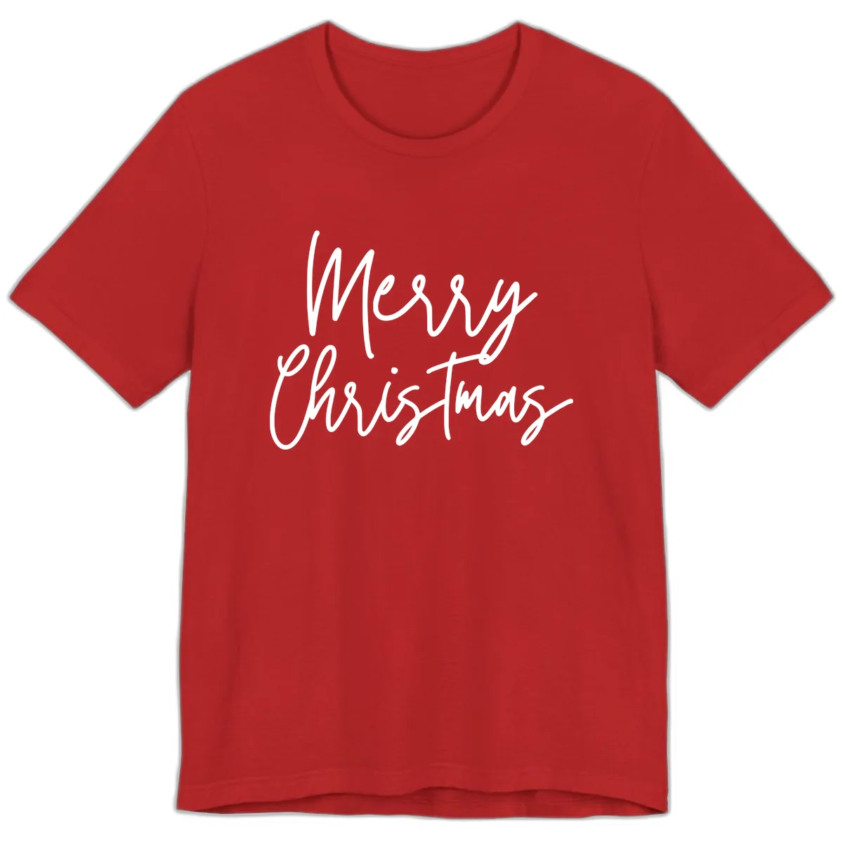 Merry Christmas Script Text Design Premium T-Shirt in Red