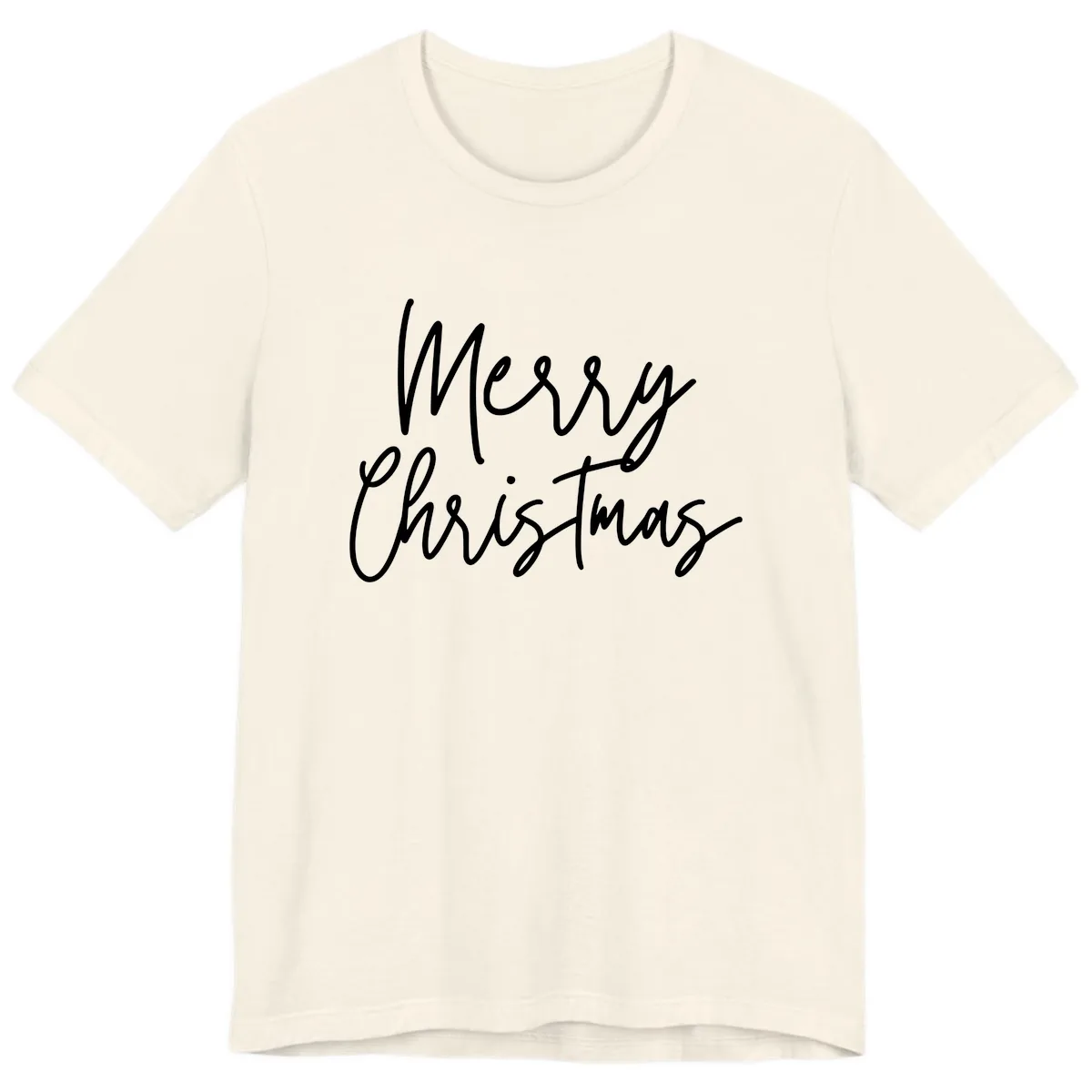 Merry Christmas Script Text Design Premium T-Shirt in Natural