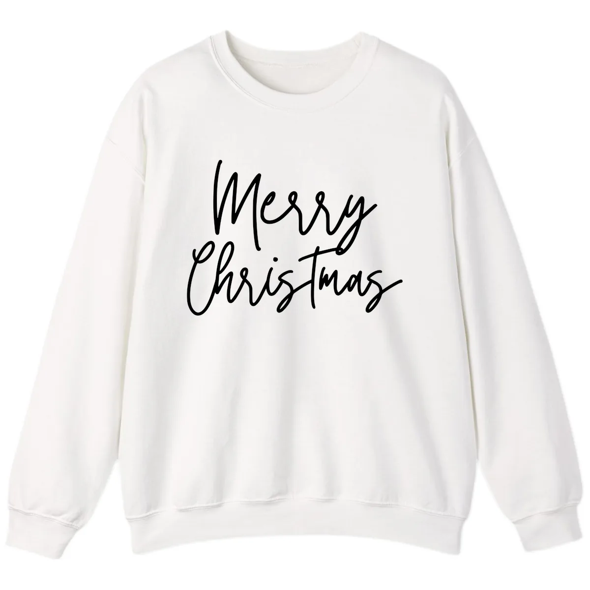 Merry Christmas Script Text Design Sweatshirt in White
