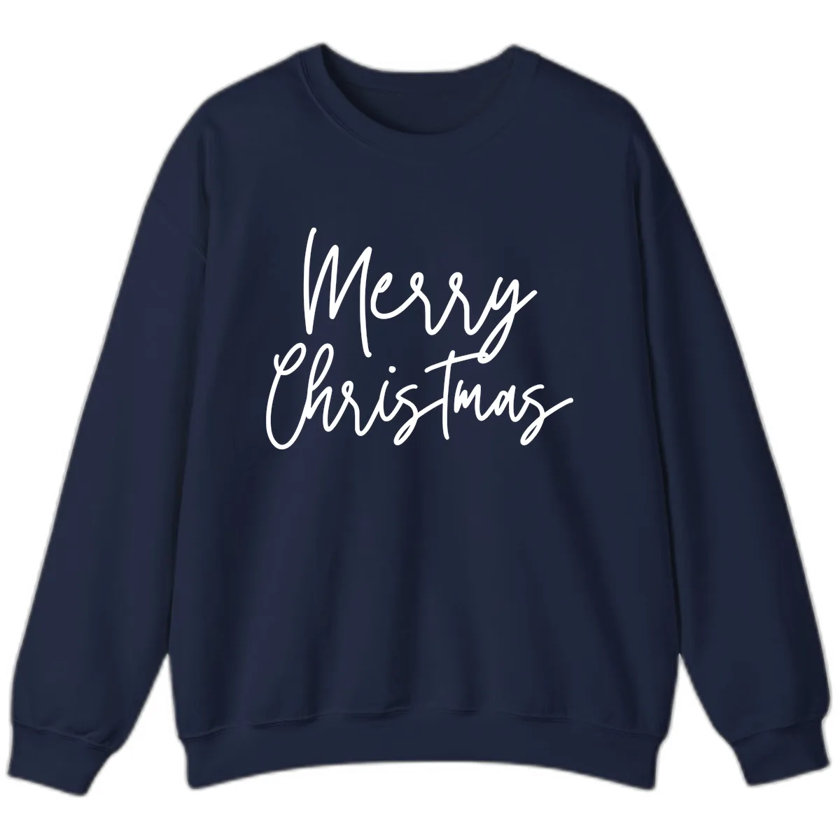 Merry Christmas Script Text Design Sweatshirt in Navy