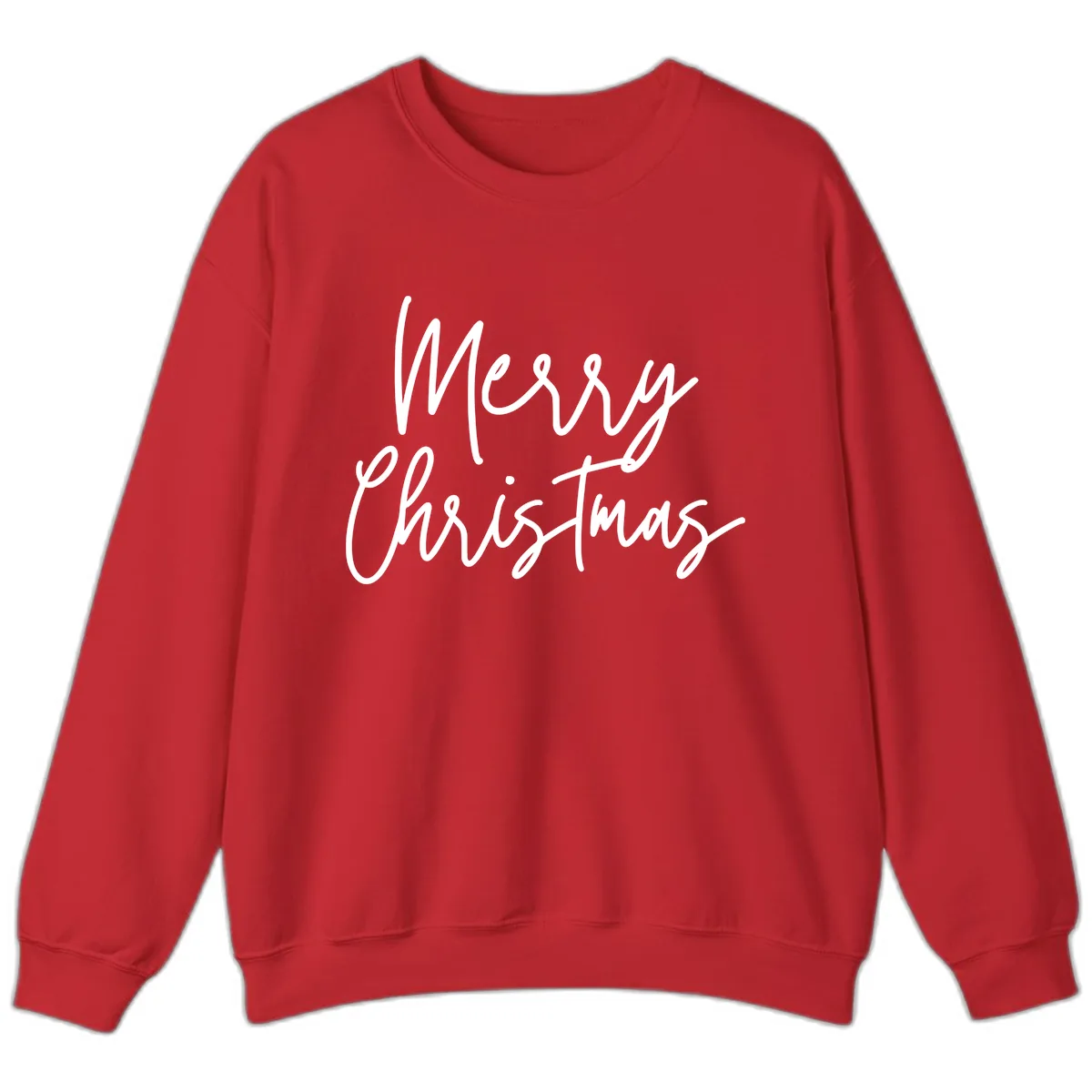 Merry Christmas Script Text Design Sweatshirt in Red