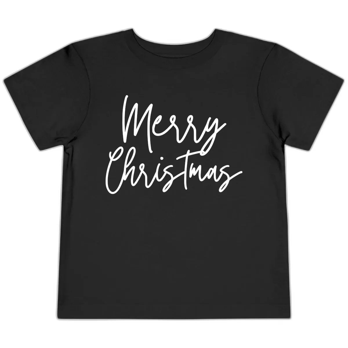 Merry Christmas Script Text Design Toddler T-Shirt in Black