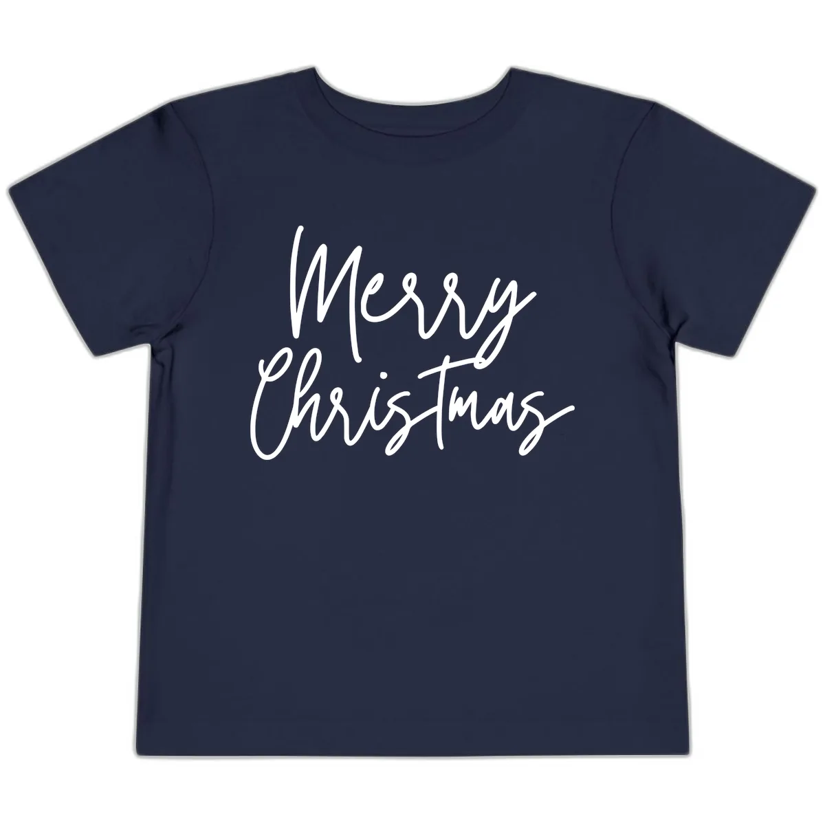 Merry Christmas Script Text Design Toddler T-Shirt in Navy