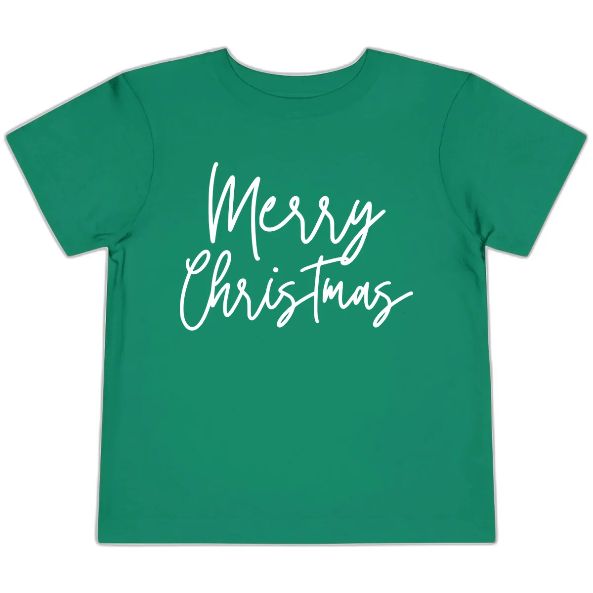 Merry Christmas Script Text Design Toddler T-Shirt in Kelly