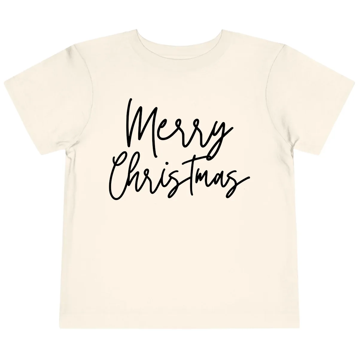 Merry Christmas Script Text Design Toddler T-Shirt in Natural